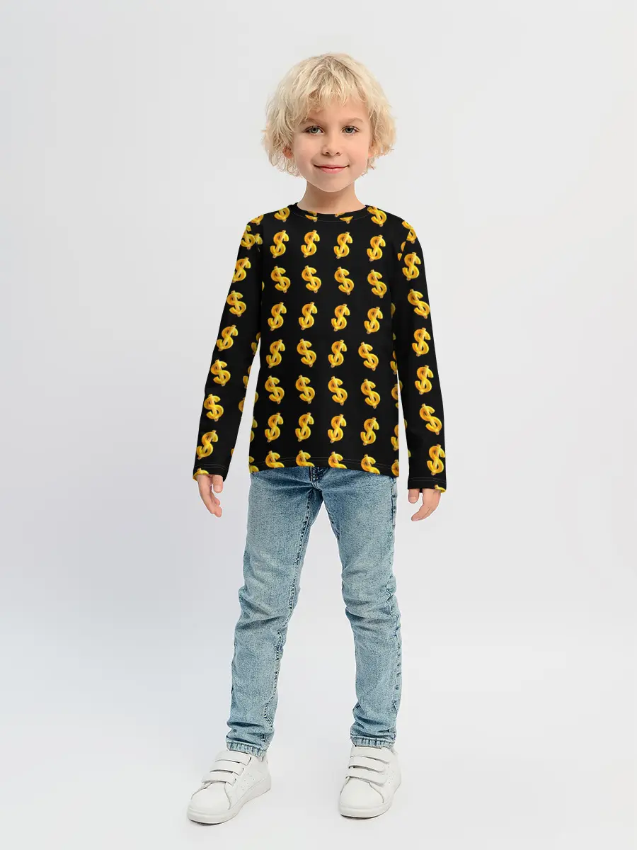 Детский лонгслив / Доллар золотой