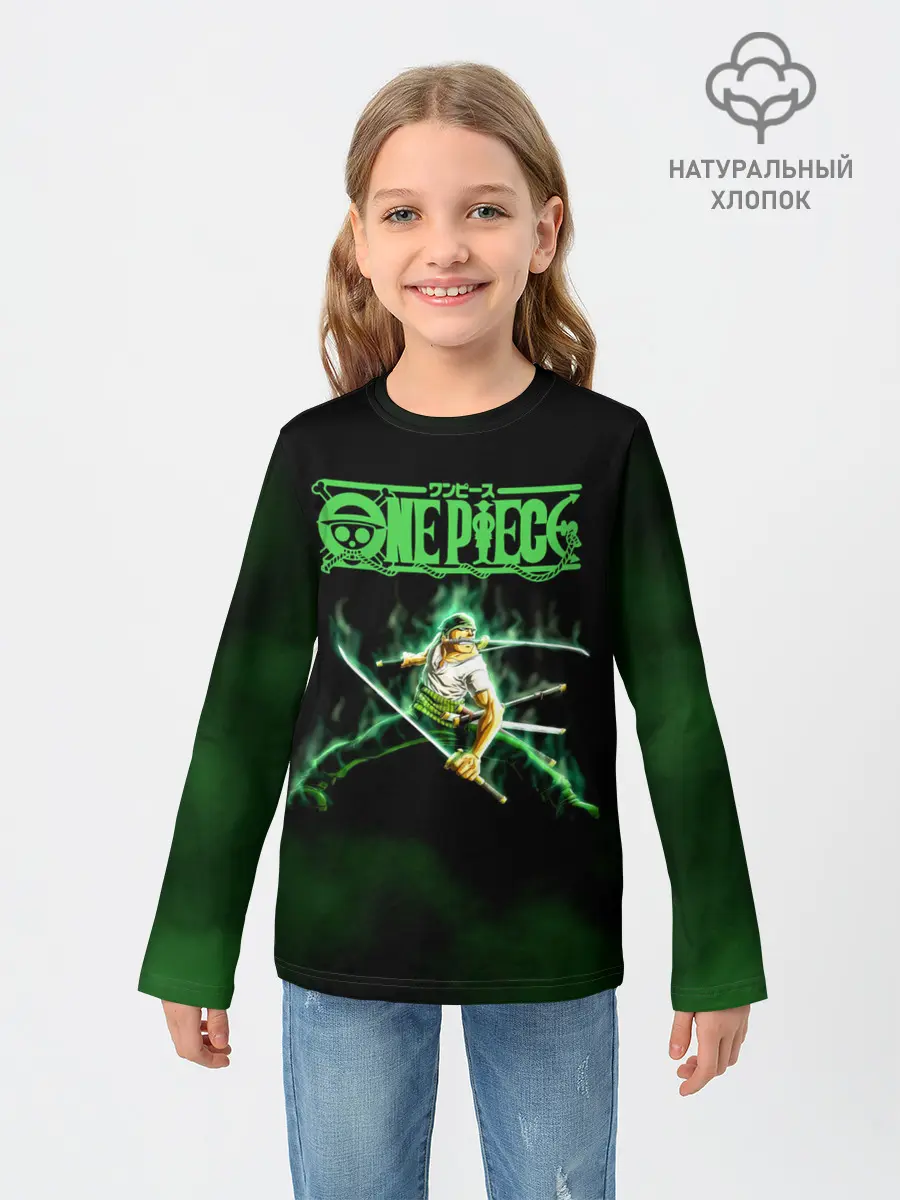 Детский лонгслив / Огненный Ророноа Зоро | One Piece