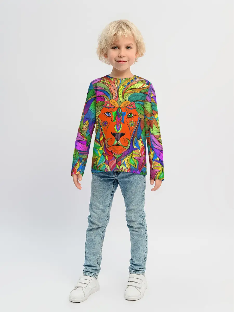 Детский лонгслив / Лев шаман