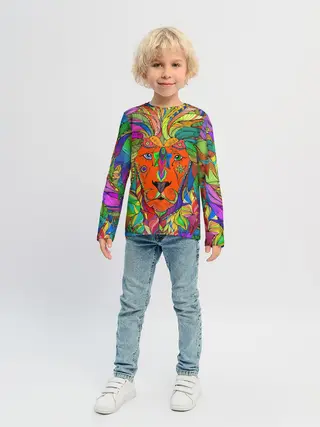 Детский лонгслив / Лев шаман
