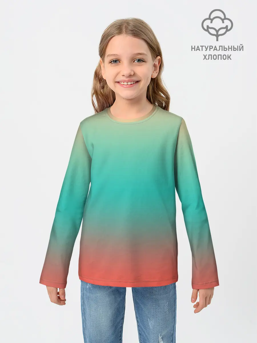 Детский лонгслив / Красно-бирюзовый градиент