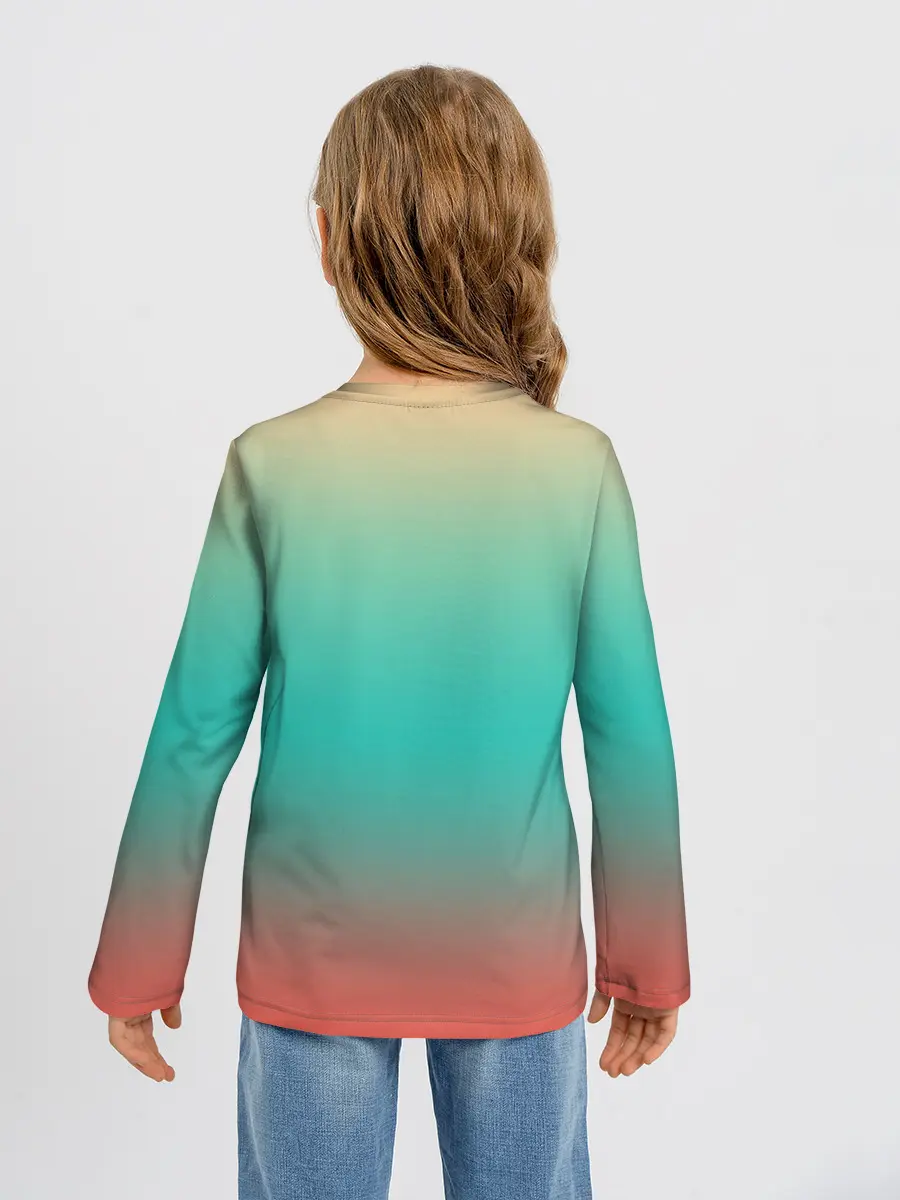 Детский лонгслив / Красно-бирюзовый градиент