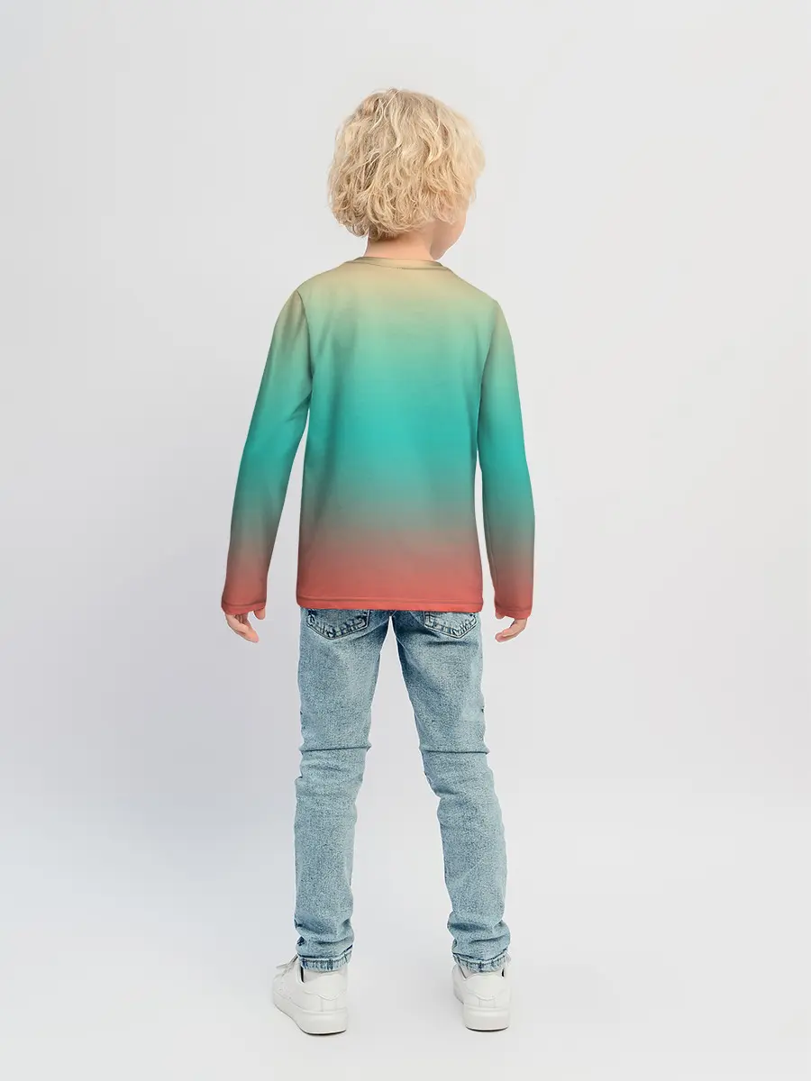 Детский лонгслив / Красно-бирюзовый градиент