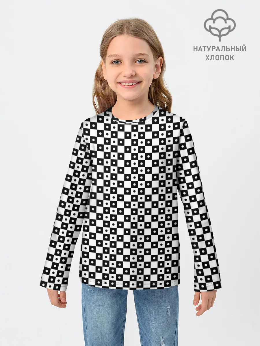Детский лонгслив / ШАХМАТНАЯ КЛЕТКА В ГОРОШЕК