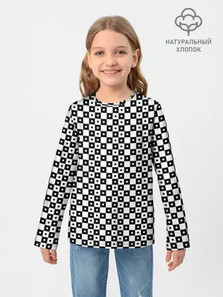 Детский лонгслив / ШАХМАТНАЯ КЛЕТКА В ГОРОШЕК