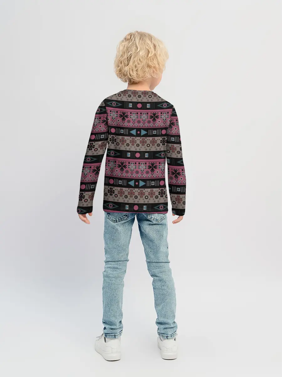 Детский лонгслив / Этнический полосатый орнамент
