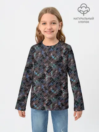 Детский лонгслив / Коричневый абстрактный узор