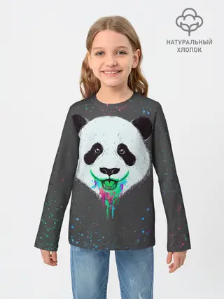 Детский лонгслив / Панда Краски Брызги
