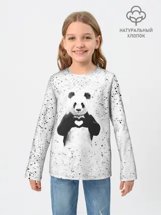 Детский лонгслив / Панда Любовь Сердце Брызги