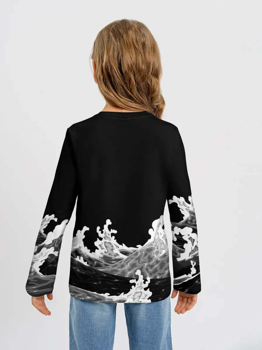 Детский лонгслив / Карп Кои Волна Япония Рыба