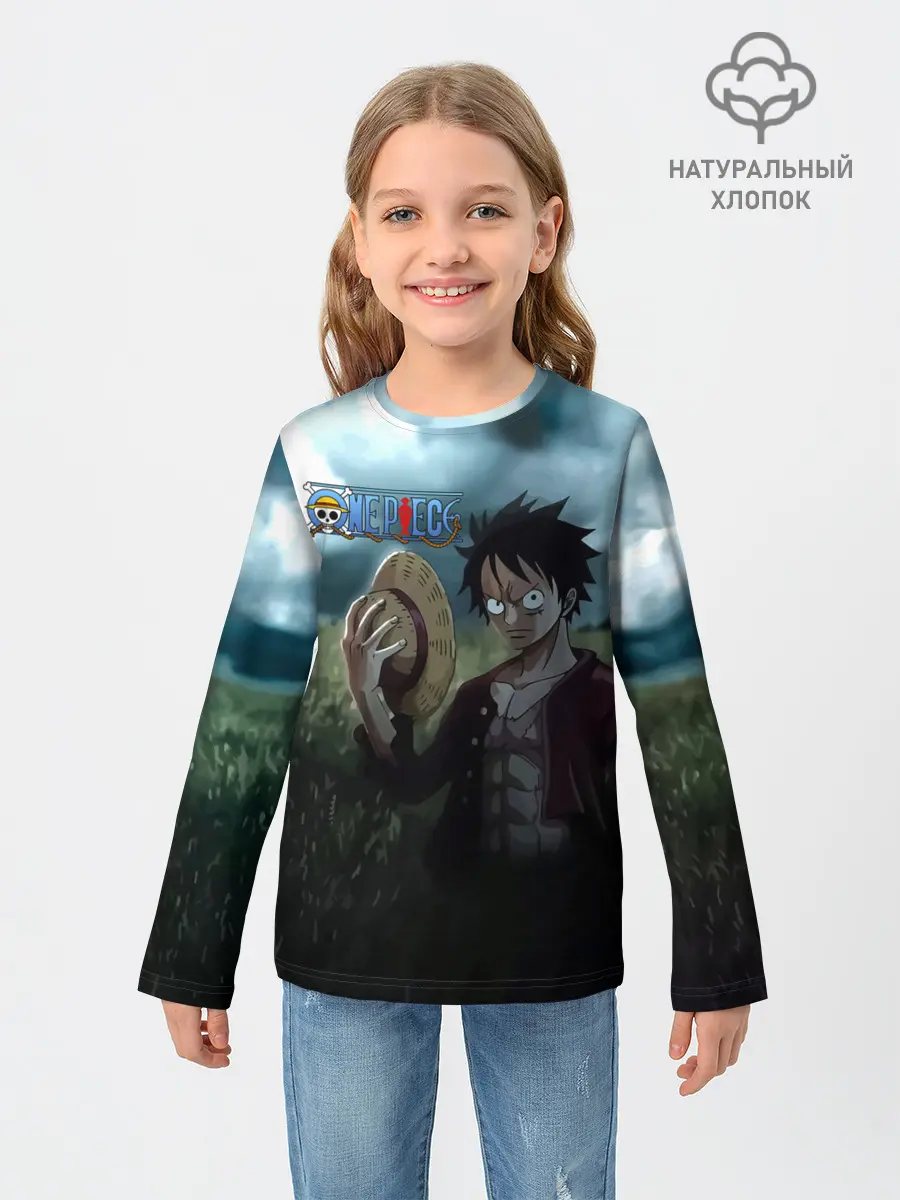 Детский лонгслив / Луффи в поле. One Piece