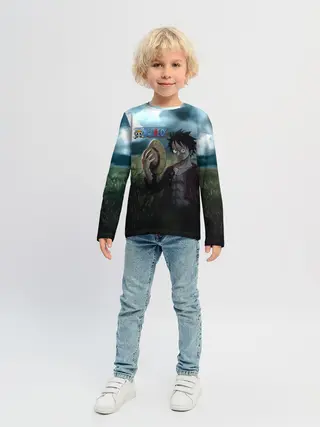 Детский лонгслив / Луффи в поле. One Piece