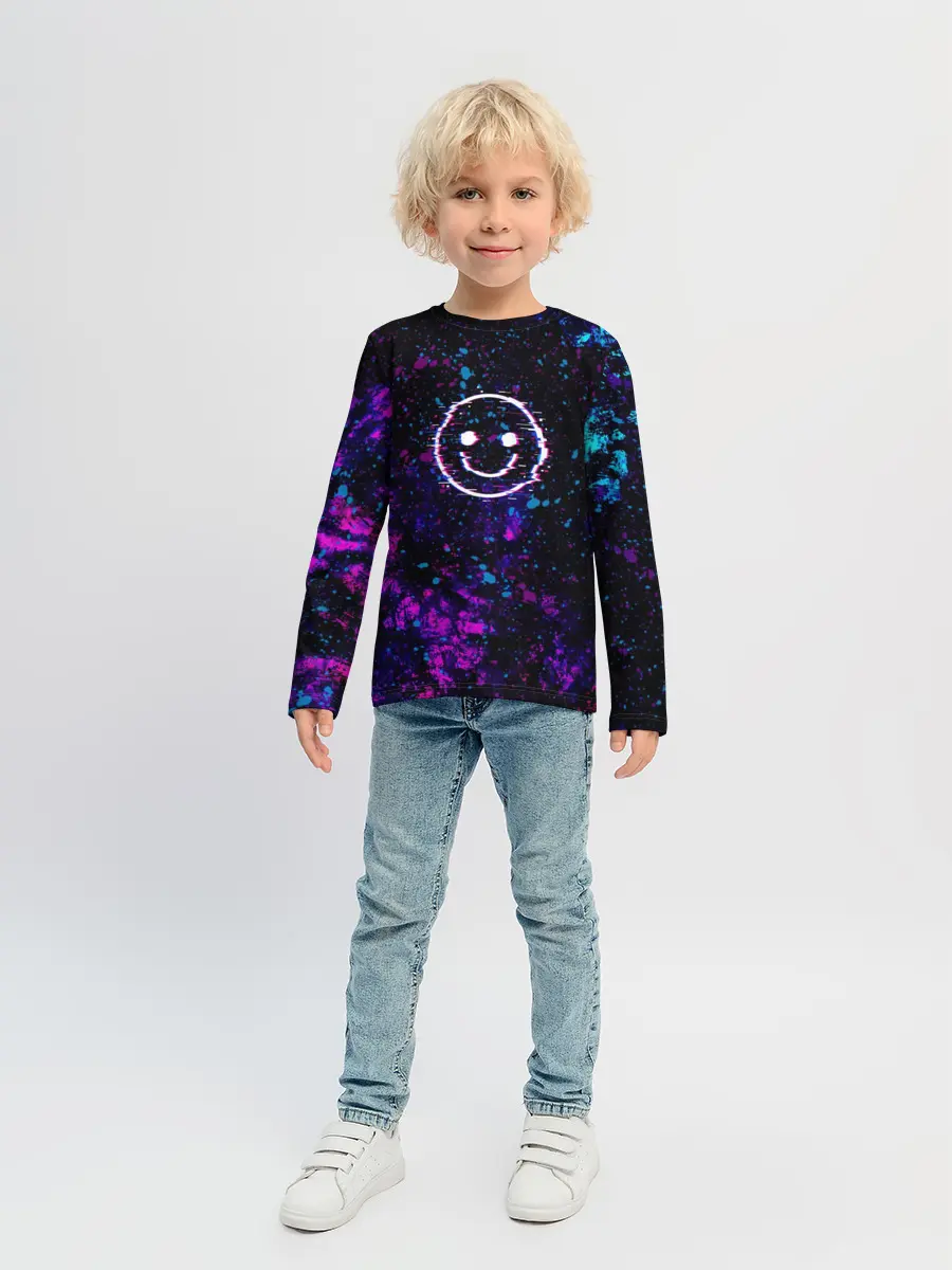 Детский лонгслив / GLITCH SMILE | ГЛИТЧ СМАЙЛ