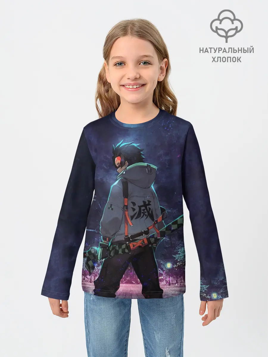 Детский лонгслив / Танджиро в ночном городе