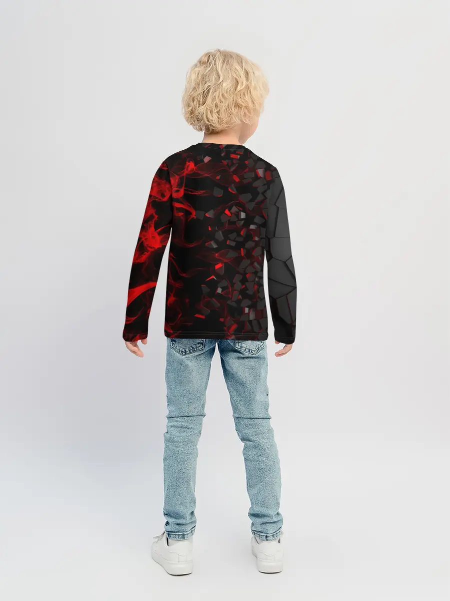 Детский лонгслив / 3Д Разлом | 3D Плиты и огонь