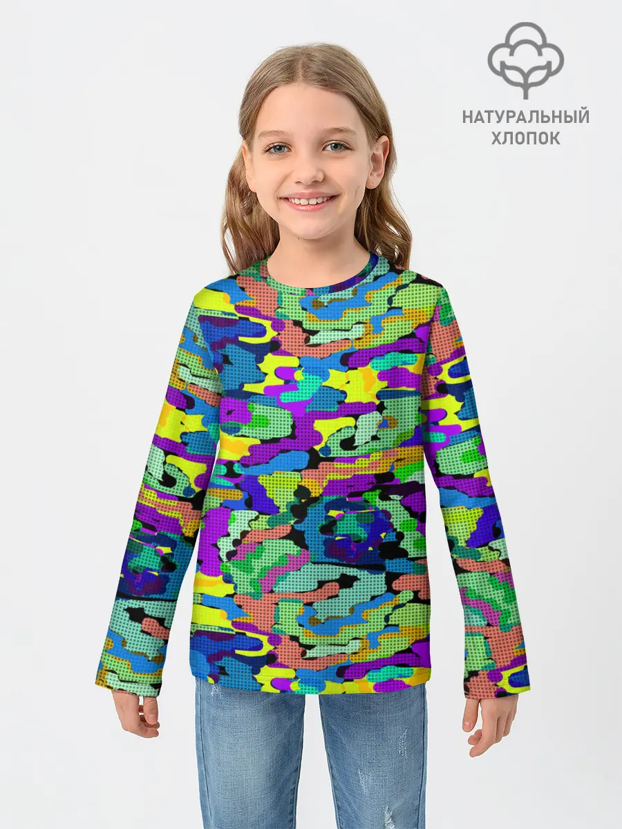 Детский лонгслив / Камуфляж в ярких тонах