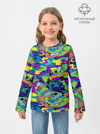 Детский лонгслив / Камуфляж в ярких тонах
