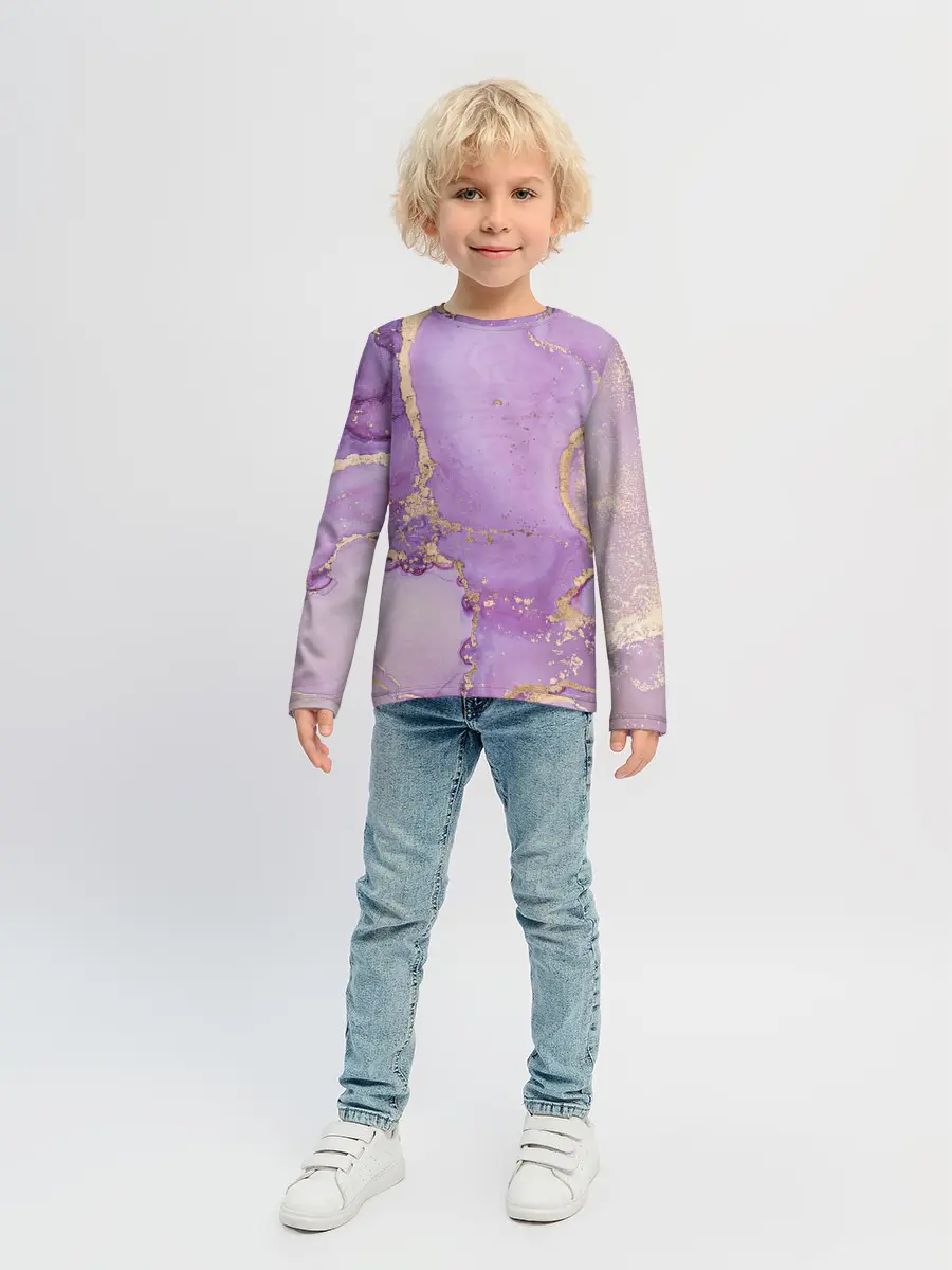 Детский лонгслив / Сиреневые разводы краски