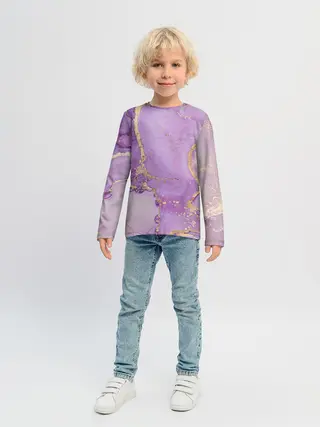 Детский лонгслив / Сиреневые разводы краски