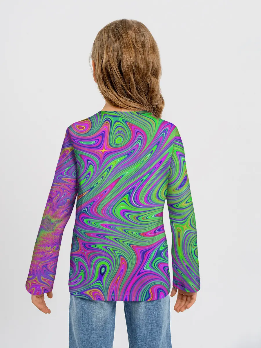 Детский лонгслив / Неоновый абстрактный узор