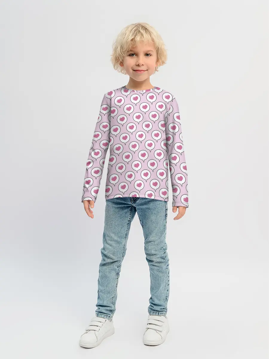 Детский лонгслив / Сердечки в облачках