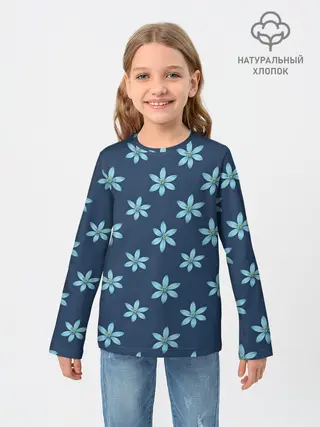Детский лонгслив / Цветы | Голубые