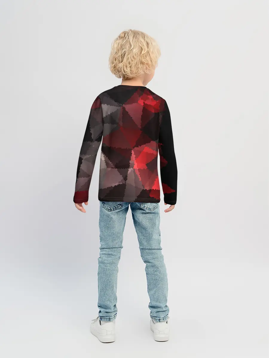 Детский лонгслив / Серо-красная абстракция