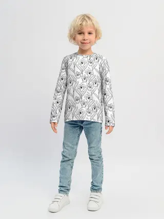 Детский лонгслив / Скетч. Цветы орхидеи