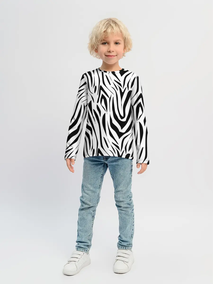 Детский лонгслив / Черно-белая зебра