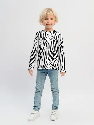 Детский лонгслив / Черно-белая зебра