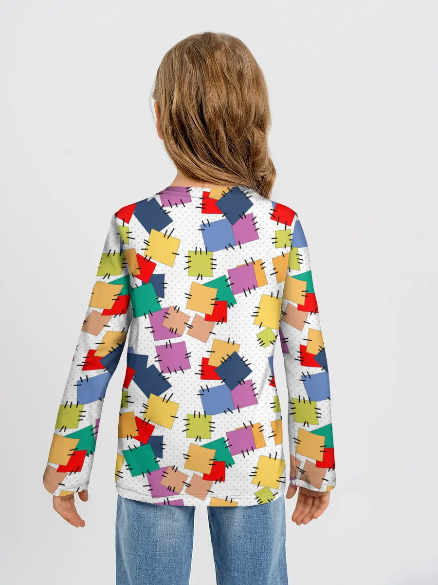 Детский лонгслив / Ретро узор-заплатки.