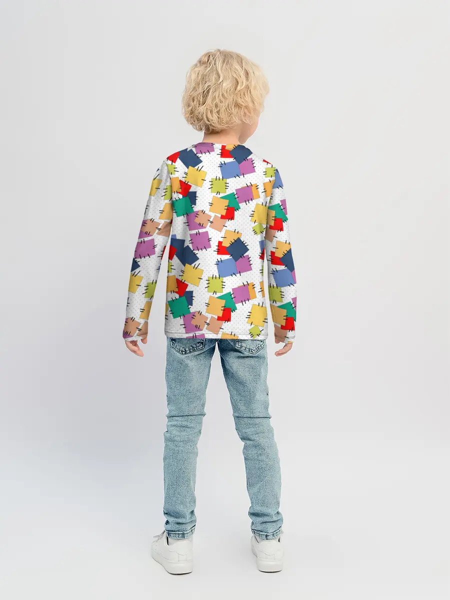 Детский лонгслив / Ретро узор-заплатки.