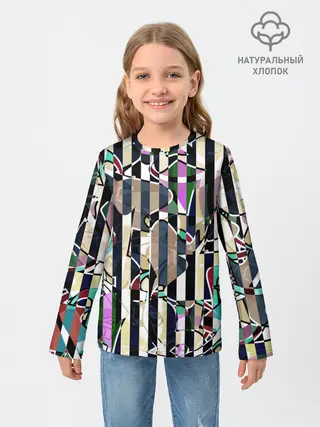 Детский лонгслив / Полосатый абстрактный узор