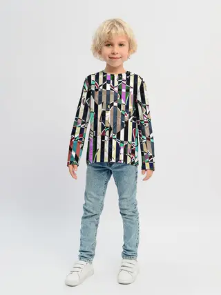 Детский лонгслив / Полосатый абстрактный узор