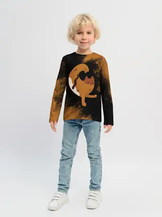 Детский лонгслив / Кошачья Йога - Взрыв