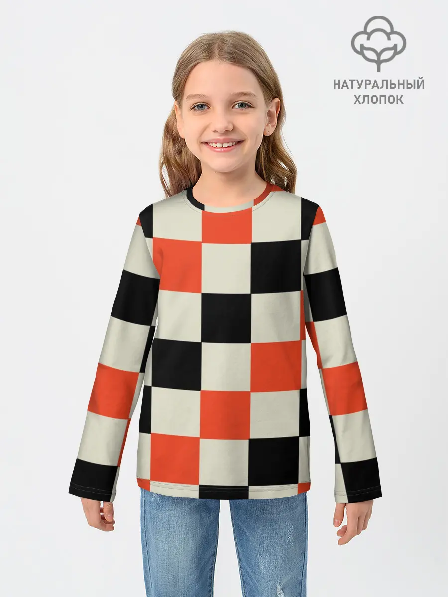 Детский лонгслив / Образец шахматной доски