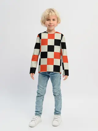 Детский лонгслив / Образец шахматной доски