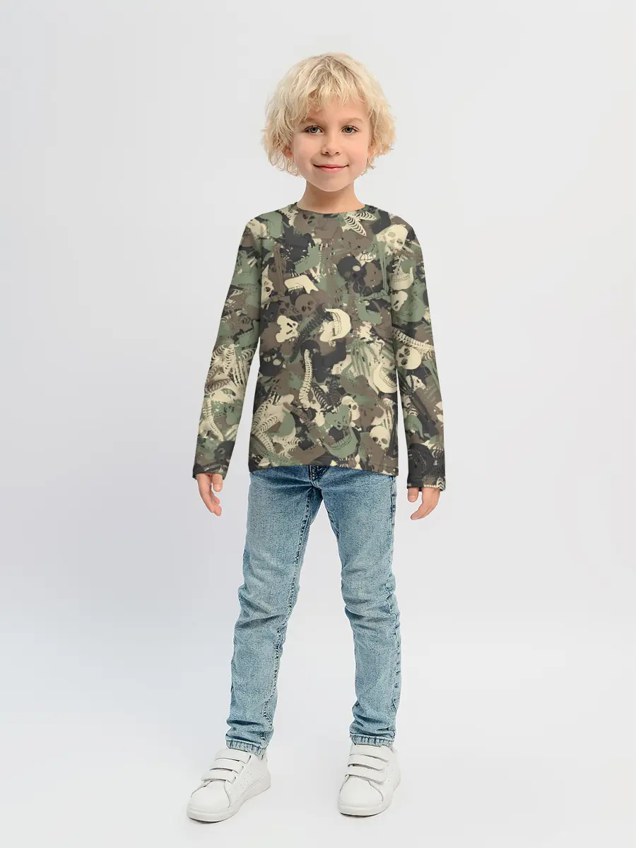 Детский лонгслив / Камуфляж с костями