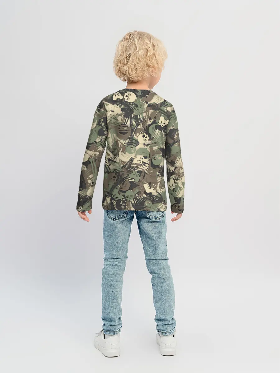 Детский лонгслив / Камуфляж с костями