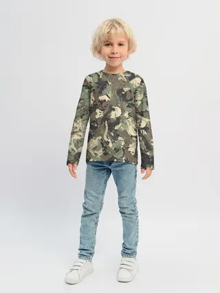 Детский лонгслив / Камуфляж с костями