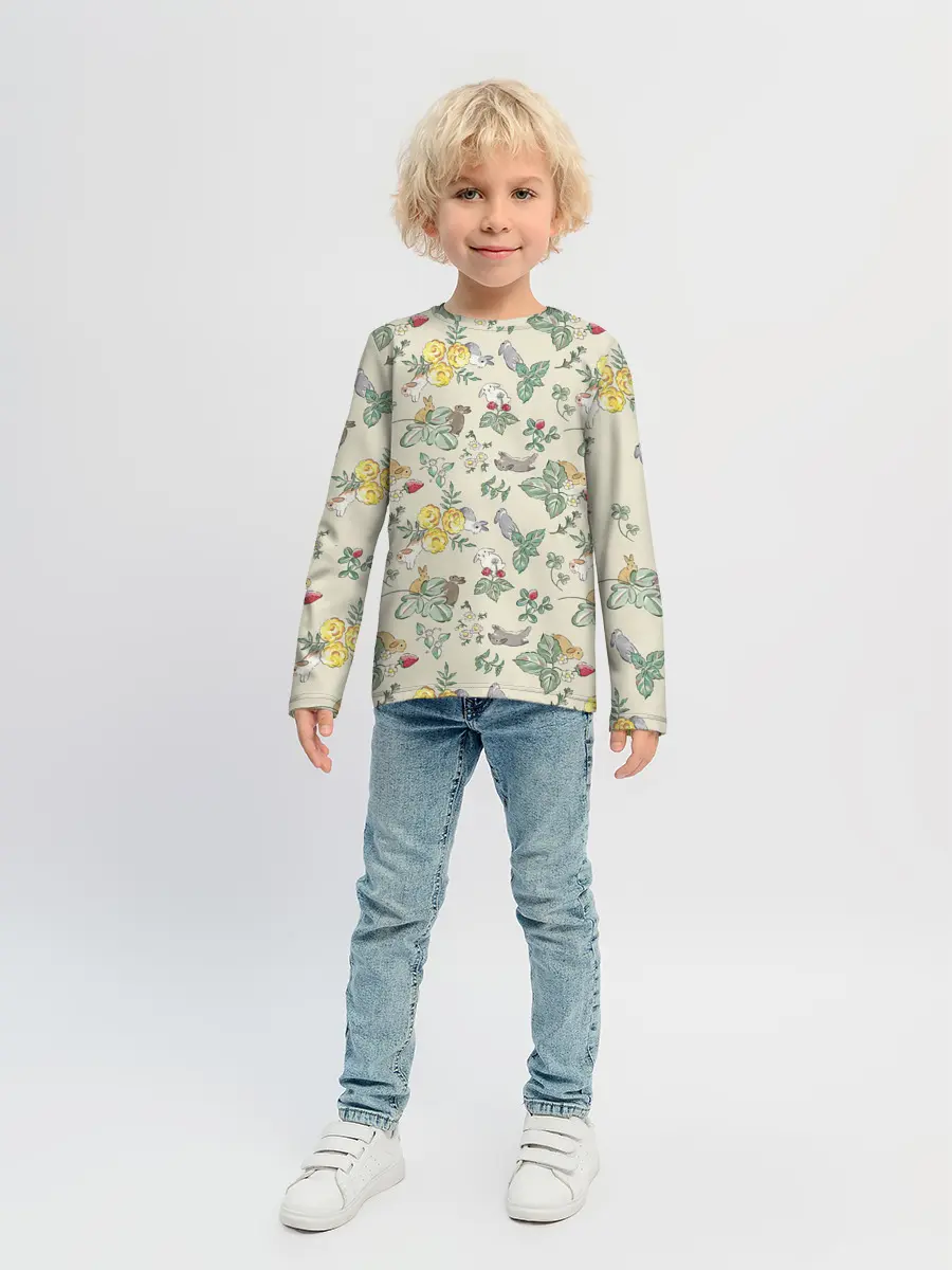 Детский лонгслив / Зайчики с Цветочками