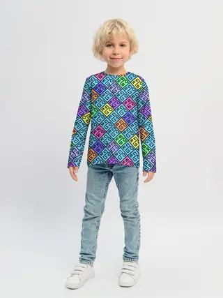 Детский лонгслив / Неоновый яркий абстрактный узо