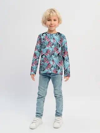 Детский лонгслив / Розово-голубой тропический