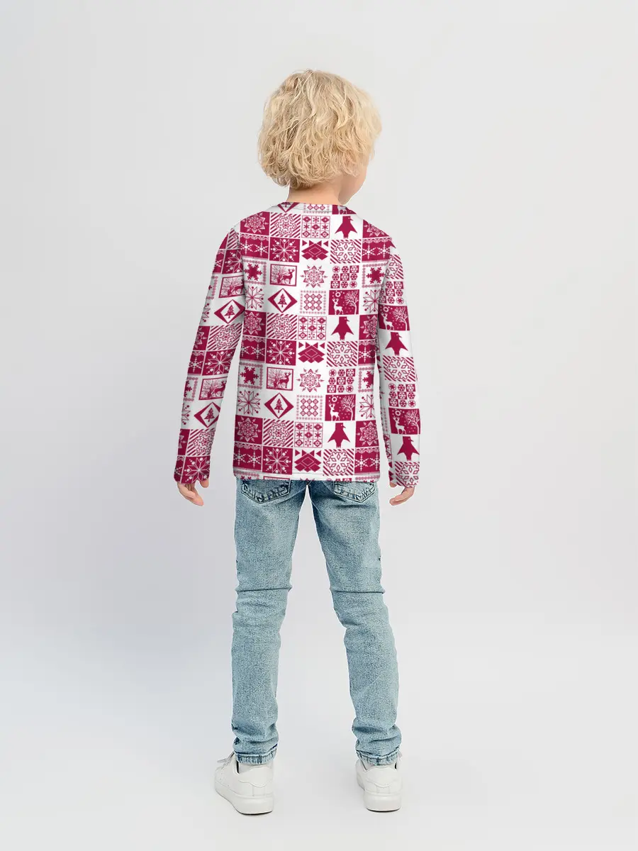 Детский лонгслив / Новогодний рождественский узор