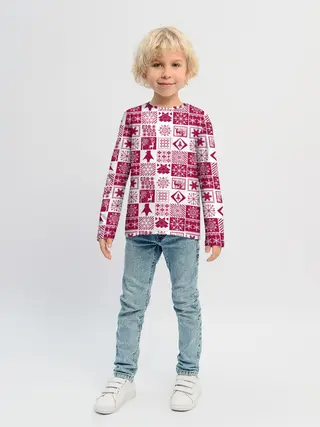 Детский лонгслив / Новогодний рождественский узор