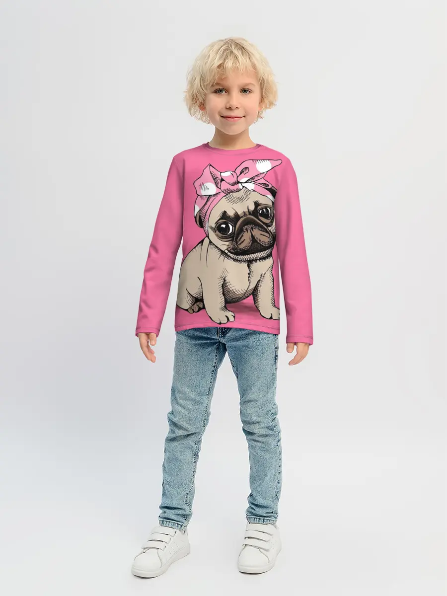 Детский лонгслив / Мопс | собака