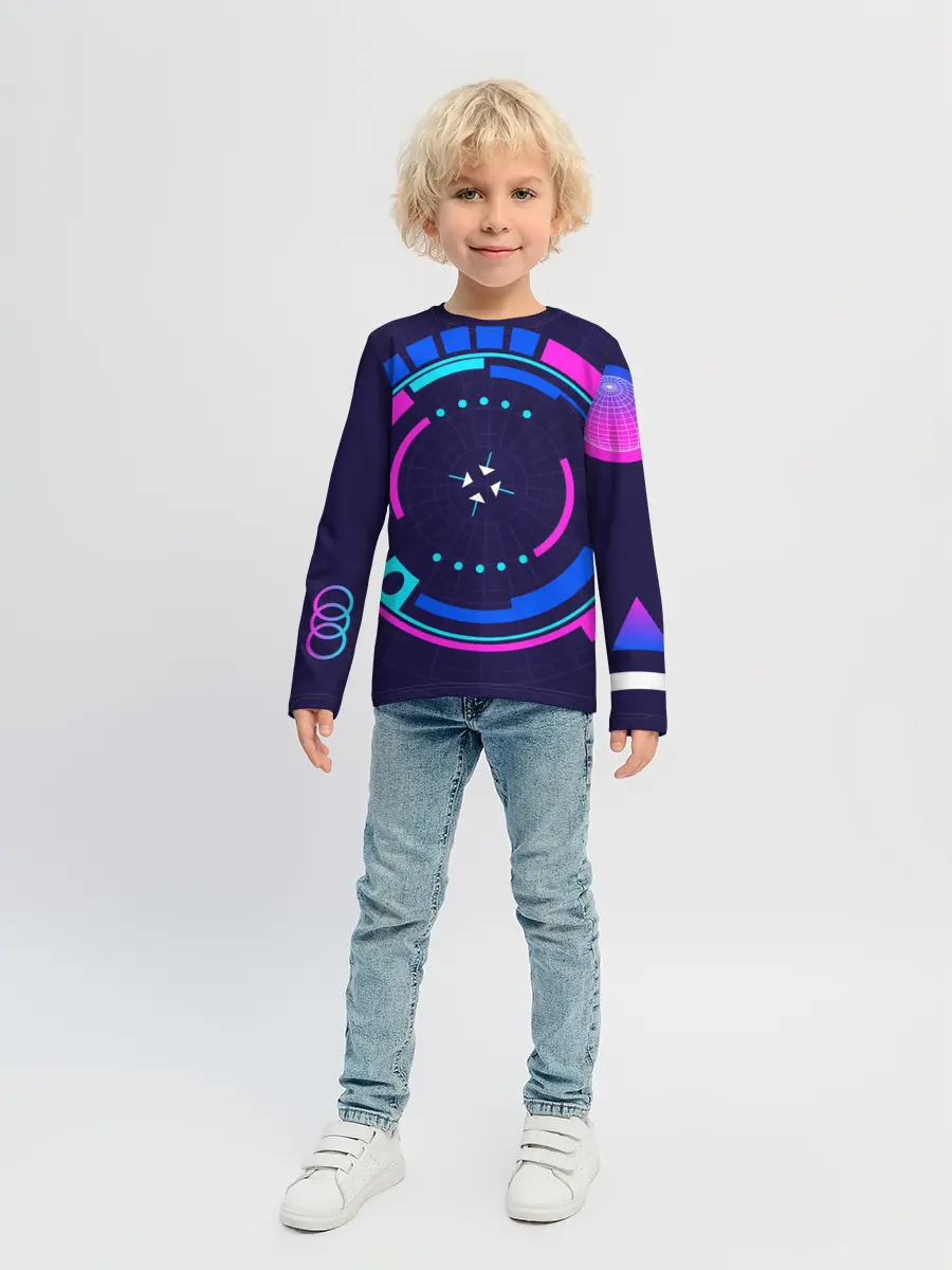 Детский лонгслив / Розовый Синий Киберпанк
