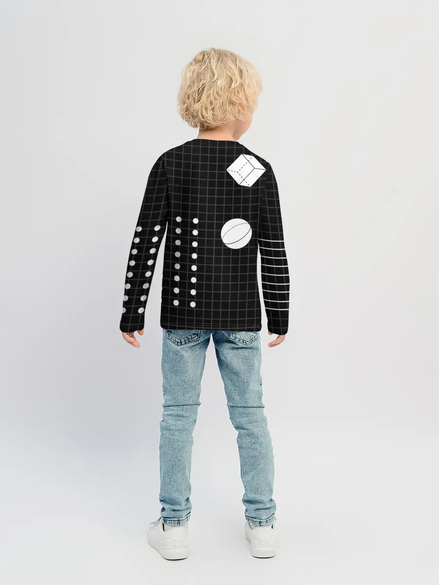 Детский лонгслив / Черно-белые фигуры 3D
