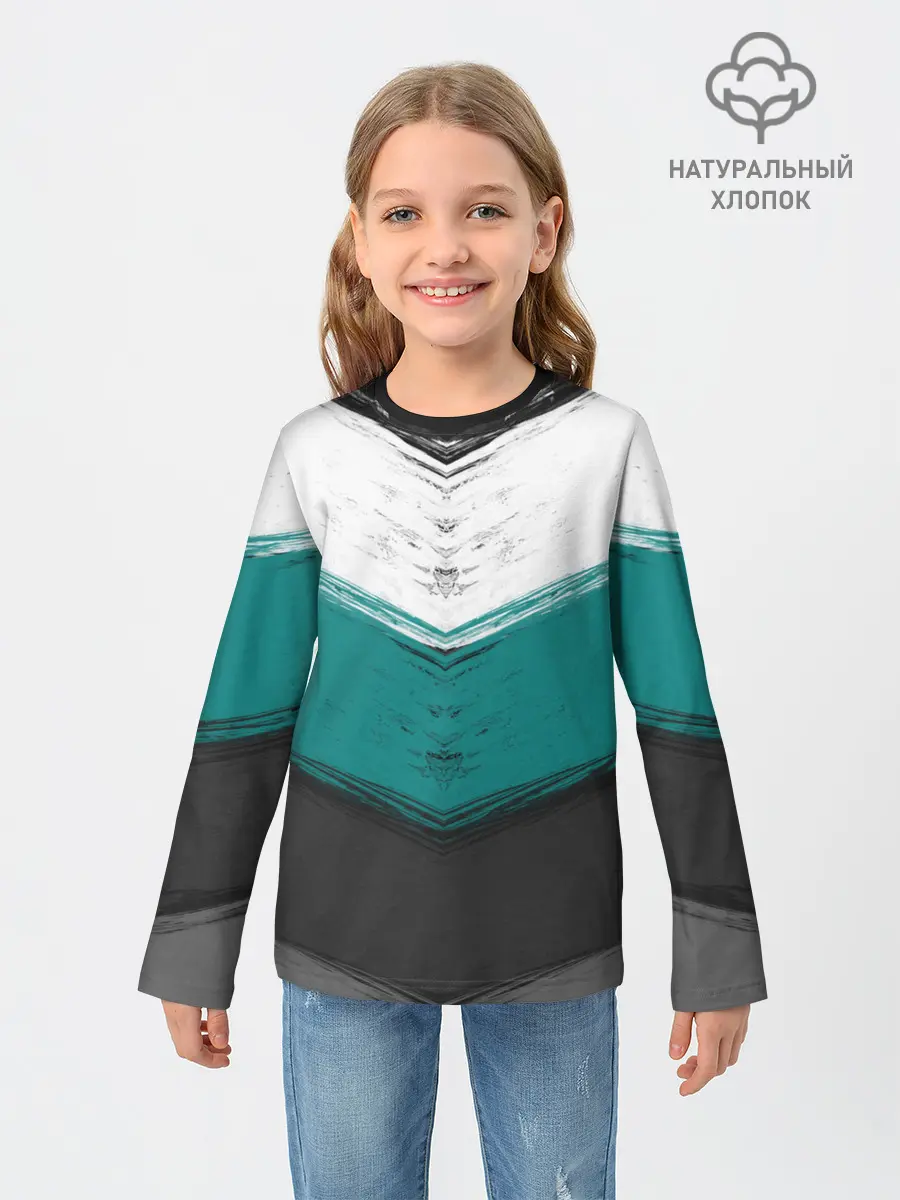 Детский лонгслив / Полосатый абстрактный принт