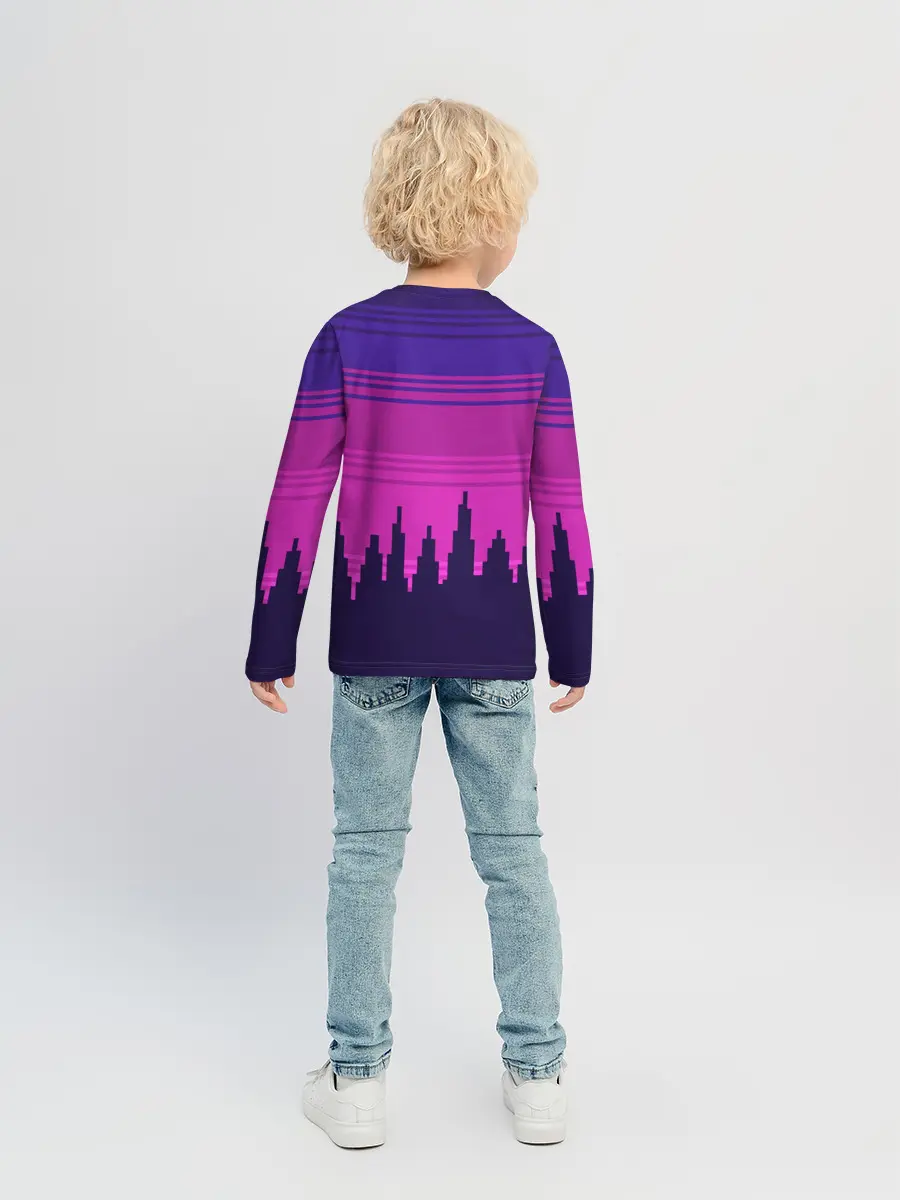 Детский лонгслив / Сиреноголовый Пиксельный Город